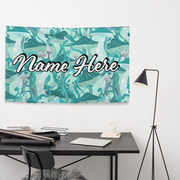 Custom Name Mushroom Flag, Personalized Fungi Banner, Customized Toadstool Enthusiast Flag, Cottage Gift, For Mycophile