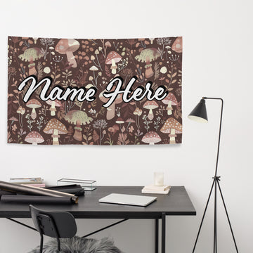 Custom Name Mushroom Flag, Personalized Fungi Banner, Customized Toadstool Enthusiast Flag, Cottage Gift, For Mycophile