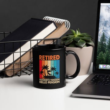 Retired Goodbye Tension Hello Pension Mug, Retirement Party Cup, Retired Coffee Cup, Retiree Drinkware, Retirement Gift, Retiring Mug