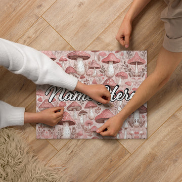 Custom Name Mushroom Puzzle, Personalized Fungi Puzzle, Customized Toadstool Enthusiast Jigsaw Puzzle, Cottage Puzzle, For Mycophile