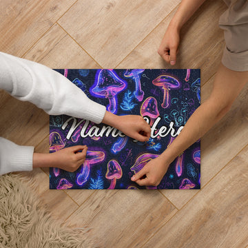 Custom Name Mushroom Puzzle, Personalized Fungi Puzzle, Customized Toadstool Enthusiast Jigsaw Puzzle, Cottage Puzzle, For Mycophile