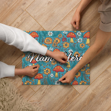 Custom Name Mushroom Puzzle, Personalized Fungi Puzzle, Customized Toadstool Enthusiast Jigsaw Puzzle, Cottage Puzzle, For Mycophile