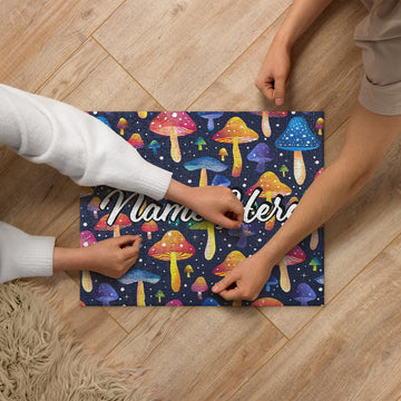 Custom Name Mushroom Puzzle, Personalized Fungi Puzzle, Customized Toadstool Enthusiast Jigsaw Puzzle, Cottage Puzzle, For Mycophile