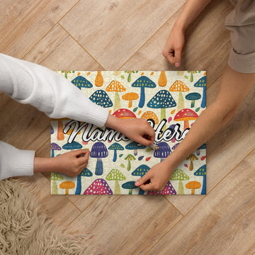 Custom Name Mushroom Puzzle, Personalized Fungi Puzzle, Customized Toadstool Enthusiast Jigsaw Puzzle, Cottage Puzzle, For Mycophile