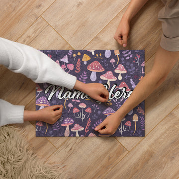Custom Name Mushroom Puzzle, Personalized Fungi Puzzle, Customized Toadstool Enthusiast Jigsaw Puzzle, Cottage Puzzle, For Mycophile