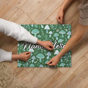 Custom Name Mushroom Puzzle, Personalized Fungi Puzzle, Customized Toadstool Enthusiast Jigsaw Puzzle, Cottage Puzzle, For Mycophile