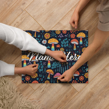 Custom Name Mushroom Puzzle, Personalized Fungi Puzzle, Customized Toadstool Enthusiast Jigsaw Puzzle, Cottage Puzzle, For Mycophile