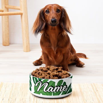 Monstera Leaf Me Alone Customizable Pet Bowl