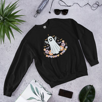 Spooky Vibes Boo Sweatshirt, Halloween Hoodie, Haunted Pullover, Witchy Sweater, Funny Ghost Crewneck, Trick Treat Sweat, Wicked Hoodie