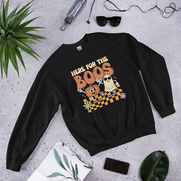 Here For The Boos Sweatshirt, Halloween Hoodie, Haunted Pullover, Witchy Sweater, Funny Ghost Crewneck, Trick Treat Sweat, Wicked Hoodie