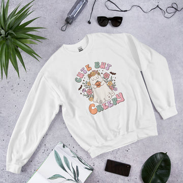 Cute But Creepy Boo Sweatshirt, Halloween Hoodie, Haunted Pullover, Witchy Sweater, Funny Ghost Crewneck, Trick Treat Sweat, Wicked Hoodie