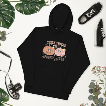 Thick Thighs Spooky Vibes Hoodie, Halloween Sweatshirt, Haunted Sweater, Witchy Pullover, Funny Ghost Hoodie, Trick Treat Sweat, Wicked Crewneck