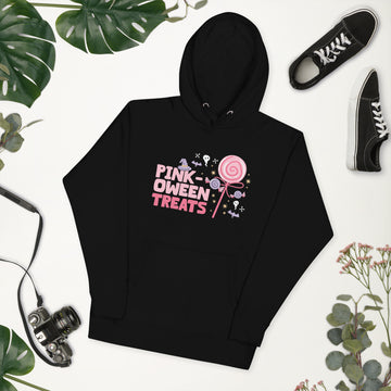 Pink Oween Treats Hoodie, Halloween Sweatshirt, Haunted Sweater, Witchy Pullover, Funny Ghost Hoodie, Trick Treat Sweat, Wicked Crewneck