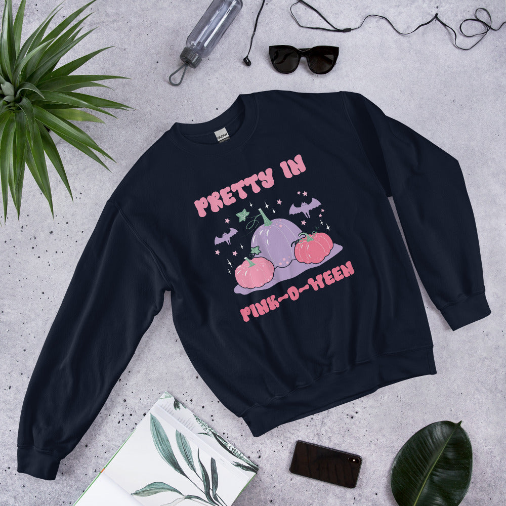 Pretty In Pink O Ween Sweatshirt, Halloween Hoodie, Haunted Pullover, Witchy Sweater, Funny Ghost Crewneck, Trick Treat Sweat, Wicked Hoodie