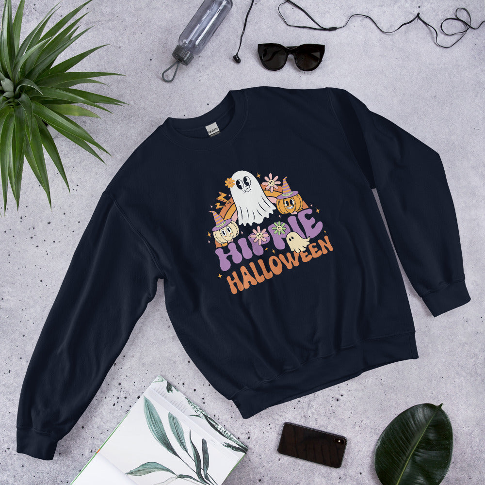 Hippie Halloween Sweatshirt, Halloween Hoodie, Haunted Pullover, Witchy Sweater, Funny Ghost Crewneck, Trick Treat Sweat, Wicked Hoodie