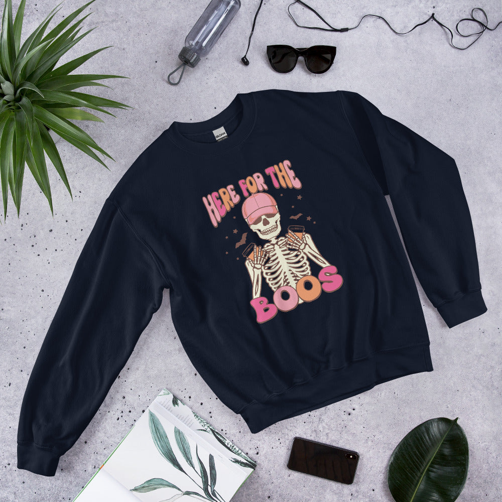 Here For The Boos Sweatshirt, Halloween Hoodie, Haunted Pullover, Witchy Sweater, Funny Ghost Crewneck, Trick Treat Sweat, Wicked Hoodie